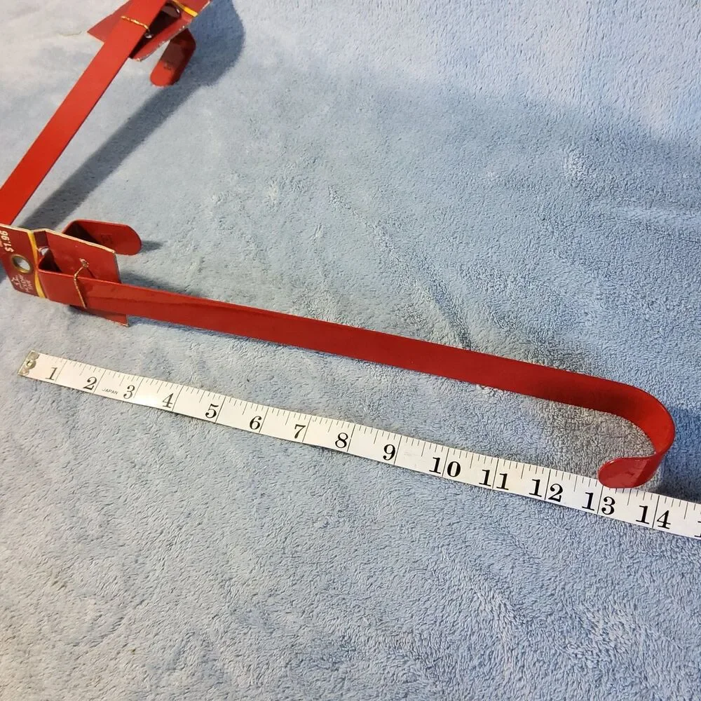 Vintage Holiday Time Over The Door Wreath Hanger Red Metal 14 Inch Set of 2